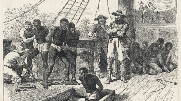 Scene on board a slave ship. Date: circa 1830
